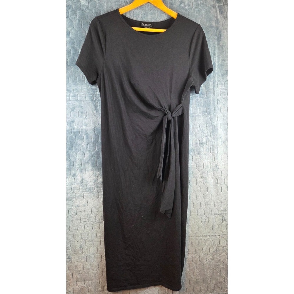 Rachel Zoe Tie‎ Front Long Black Dress Short Sleeves Size XL